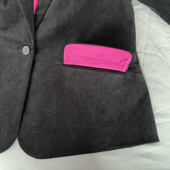 Charter Club Velveteen Blazer Jacket Black Women’s Size Petite 16 Edgy Corporate - Picture 6 of 12